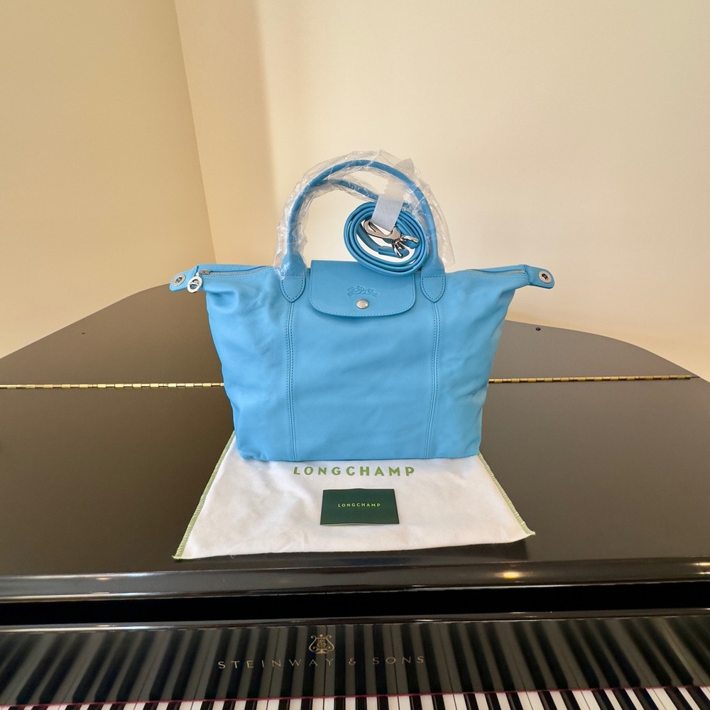 NWOT Luxury Preppy Travel RARE LONGCHAMP Le Pliage Leather Medium Tote/Crossbody - Picture 8 of 16